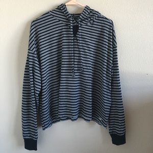 Hollister Navy & White Striped Soft Hoodie